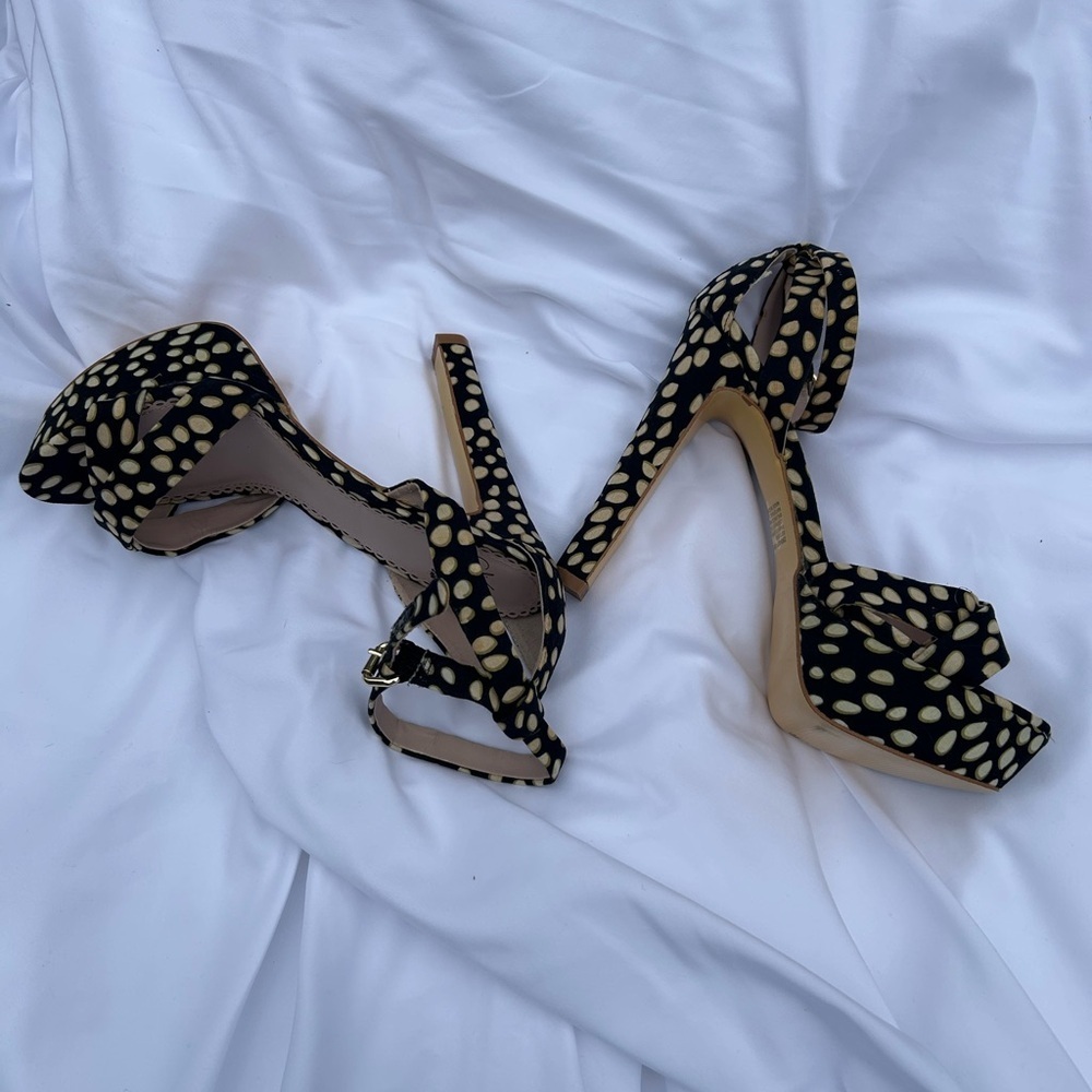 Vintage Colin Stuart size 9 animal leopard print platform strappy mobwife - Picture 3 of 10